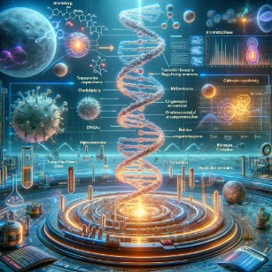 Gene Expression and Regulation. It visually depicts the entire process from DNA coding to protein synthesis while illustrating how environmental cues such as temperature changes, chemical signals, and cellular stress responses influence gene expression.