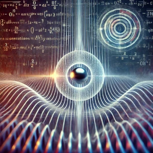 Heisenberg Uncertainty Principle - A quantum particle depicted with a blurred wave function, illustrating the fundamental uncertainty in simultaneously measuring position and momentum