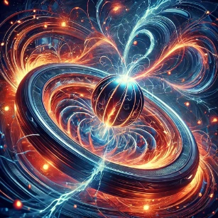 The image illustrates Magnetohydrodynamics (MHD), depicting the dynamic interaction between electrically conducting fluids and swirling magnetic field lines, with plasma currents and fusion energy applications in the background.