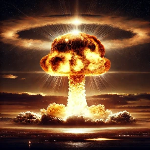 Hydrogen Bomb detonation, illustrating the immense energy release from fusion reactions triggered by a fission-based explosion.