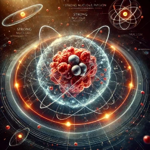 Nuclear Physics, depicting the atomic nucleus, nuclear forces, and fundamental interactions within matter.