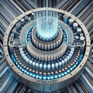A detailed cross-sectional illustration of an optical fiber, highlighting its core, cladding, and protective outer coating, essential for high-speed data transmission.