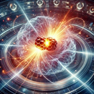 Nuclear Fusion, where hydrogen nuclei merge under extreme plasma conditions, releasing immense energy.