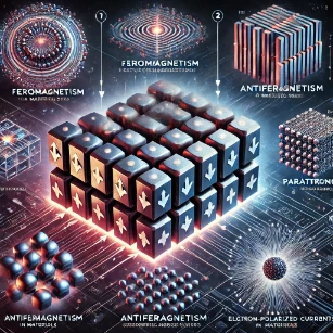Different Types of Magnetism, including ferromagnetism, antiferromagnetism, paramagnetism, and spintronics.