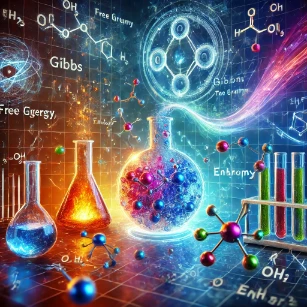  Chemical Thermodynamics, showcasing energy transformations in chemical reactions, with molecular structures, thermodynamic equations, and laboratory elements highlighting key principles.