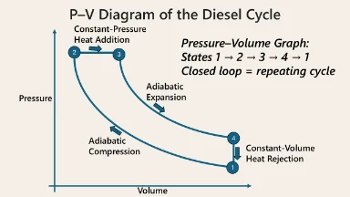 Diesel Engine Cycle Pressure Vs Volume Diagram