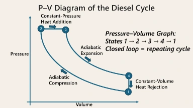 Pressure-Volume Diagram of Diesel Cycle