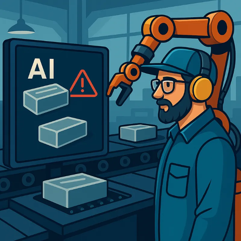 Factory camera detecting defects on a production line