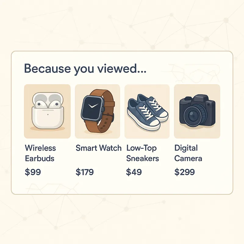 E-commerce page showing AI product recommendations