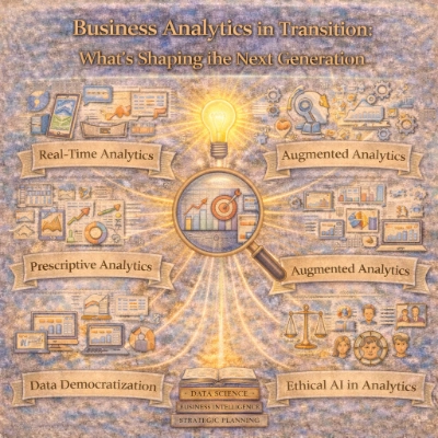 Five trends shaping modern business analytics—real-time, augmented and prescriptive analytics, democratized tools, and ethical AI.