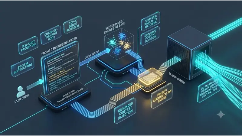 Generative AI, Prompt Engineering, and RAG Architecture Diagram
